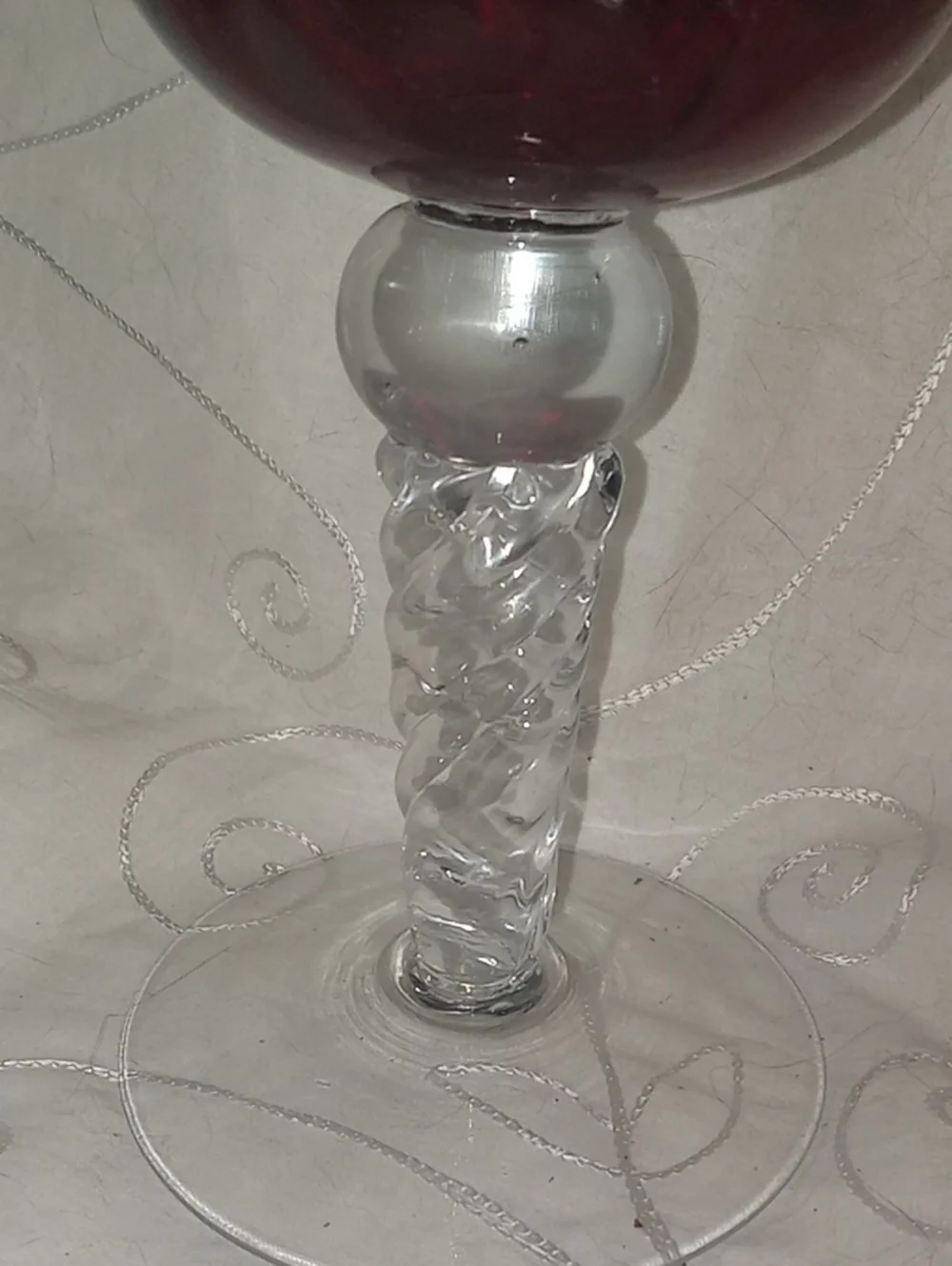 beautiful Ruby Twisted Glass Footed Vase